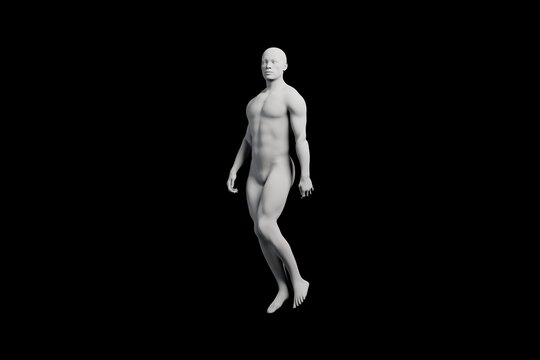 Mannequin body reference walking pose black backdrop