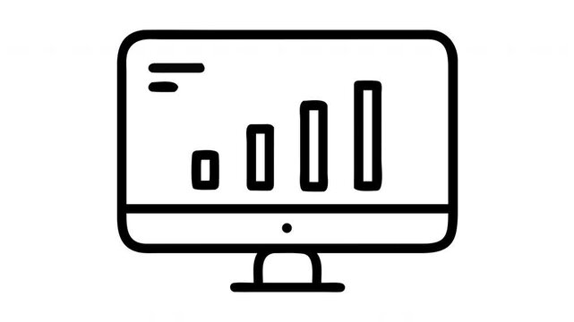 Computer monitor displaying a simple line graph with rising bars