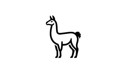 Fototapeta premium llama, alpaca, icon, line, outline, logo, vector, simple, minimal, animal, farm, wildlife, black, symbol, sign, mammal, south america, standing, silhouette, design, mono line, thin line, brand, templa