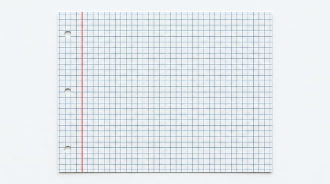 Blank sheet of graph paper with grid lines and binder holes for engineering or math design.
