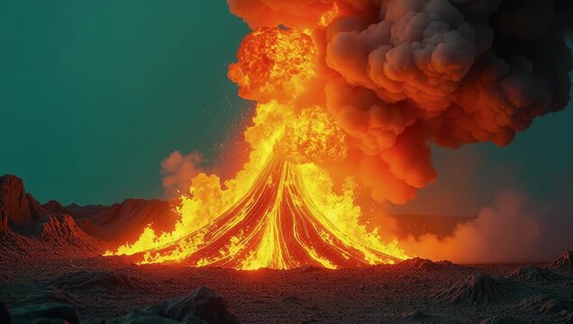 Erupting Volcano Spews Lava and Ash into the Night Sky