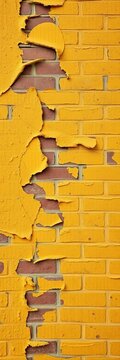 Faded yellow paint peeling off old brick wall, wall, texture