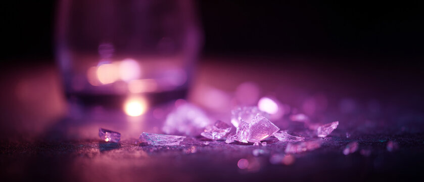 Close-up of shattered glass pieces
