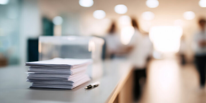 Stack of documents on desk