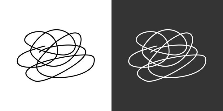 Scribble Black And White Multiple Style Icon Set Collection Pack Vector Illustration 