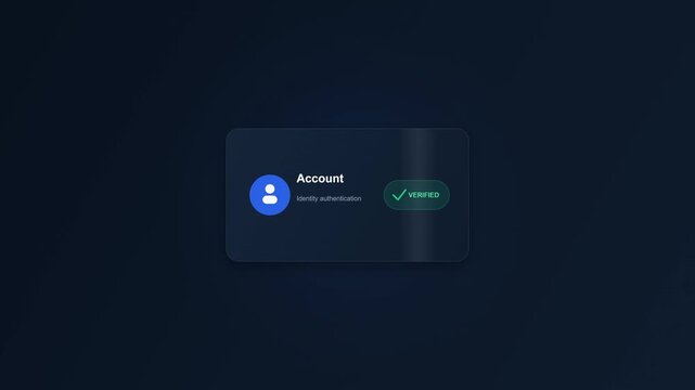 Modern User Account Verification Profile Interface Card in Dark Mode Design for Website or Mobile Application