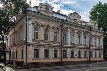 Fototapeta premium Old Tolokonnikov city estate in Novokuznetskaya street, the center of Moscow, Russia. Sunny summer day