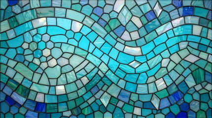 Colorful mosaic pattern with blue and turquoise tiles