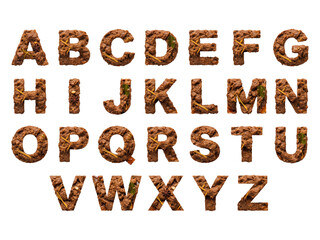 Fototapeta premium Rendang Alphabet A to Z – Indonesian Beef Dish Inspired Food Letters