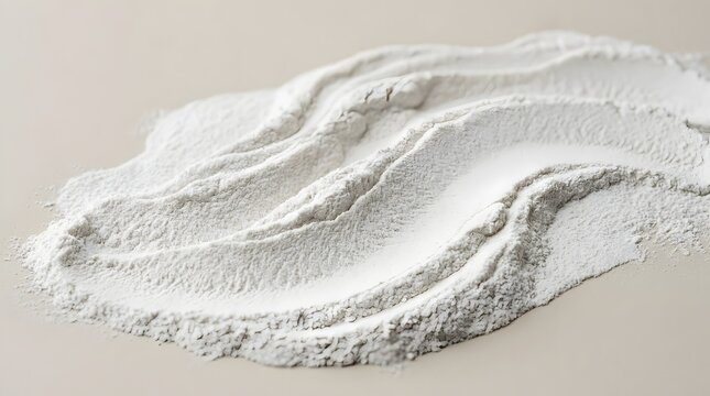 Abstract Mineral Texture of Fine White Kaolin Clay Powder with Wavy Patterns for Skincare Concept