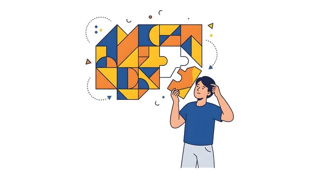 Person solving a colorful jigsaw puzzle representing problem solving and creative thinking