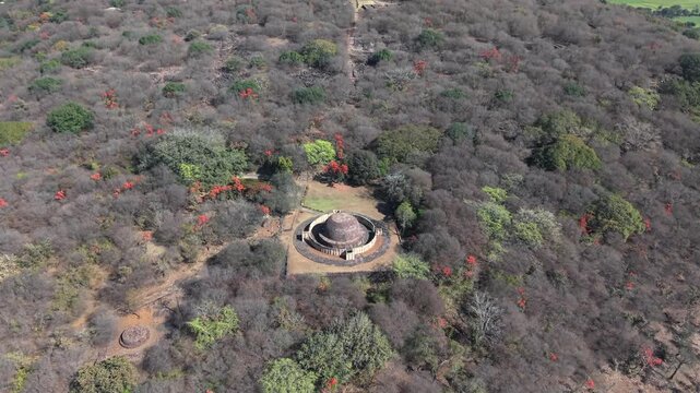 Aerial View of Sanchi Stupa Buddhist Monument Raisen Madhya Pradesh India