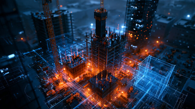 Digital Twin Visualization of Modern Skyscraper Construction Site