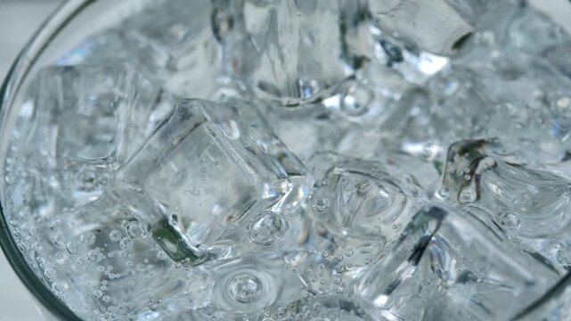 Soda Water in a Glass Filled with Ice