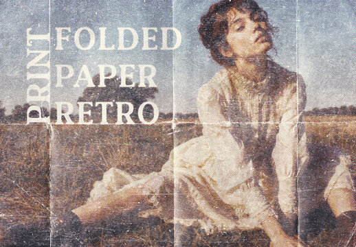 Folded Paper Retro Print Effect