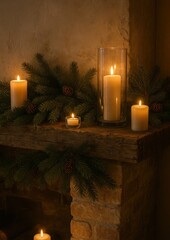 Obraz premium Cozy candlelit rustic ambiance