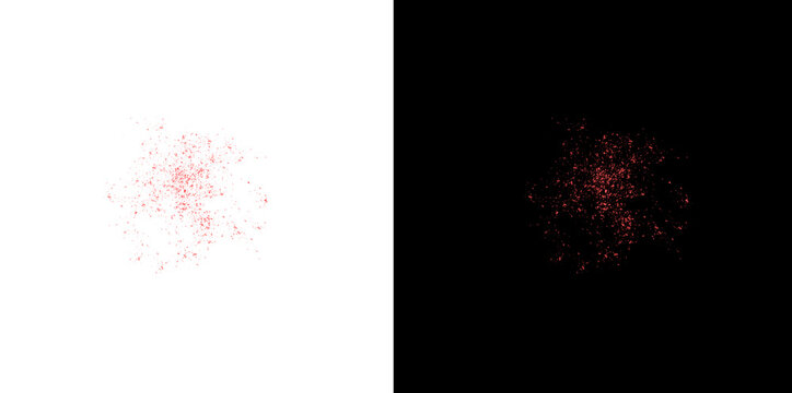 Red powder explosion splash element on transparent background for game VFX graphic design and blood splatter effects.