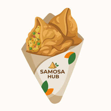 samosa Crispy samosa street food vector