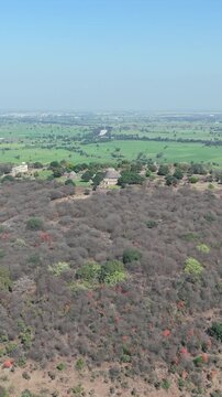 Vertical Aerial View of Sanchi Stupa Madhya Pradesh India