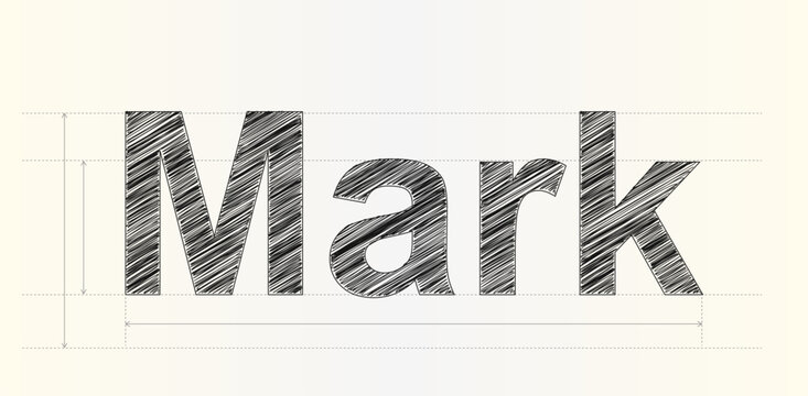 Creative handwritten style typography design featuring the name Mark with a sketchy pencil texture effect