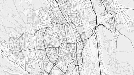 Obraz premium Košice City Map. Minimalist black and white line art poster for printing, wallpaper, wall art, and map resources for home and office decor