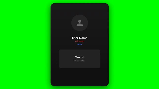 4K voice call interface with waveform ending on green screen background for app ui animation