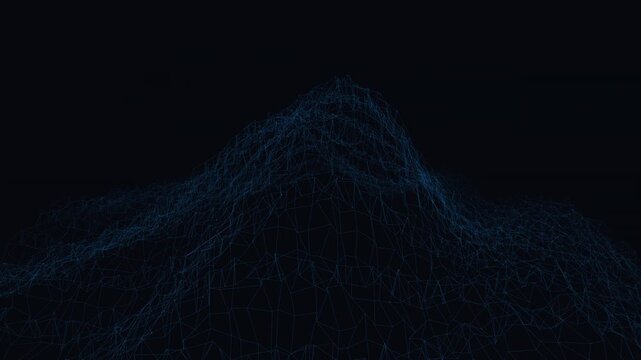 Glowing data network topology reorganizing in a seamless loop