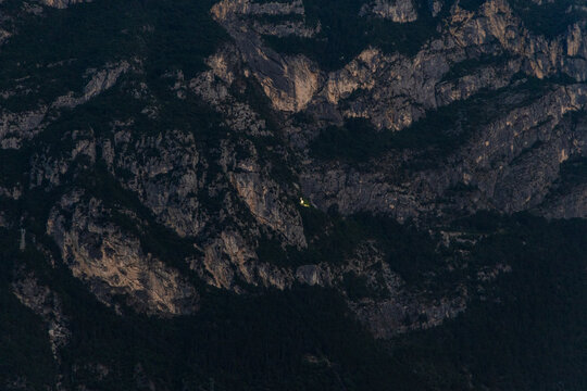 Alpine mountain landscape. Italy, the town of Riva del Garda on Lake Garda. View from above.