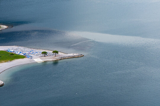 Italy, Riva del Garda on Lake Garda. View from above.