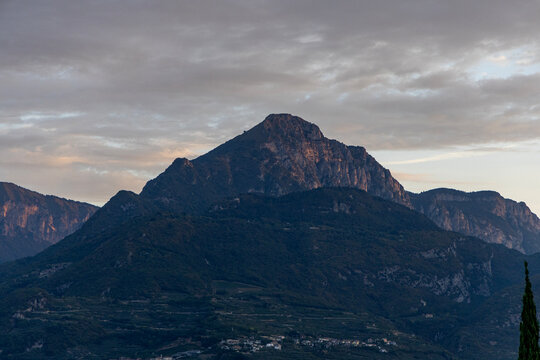 Monte Misone 1803 meters, a mountain peak in the Alps above Riva del Garda, Italy