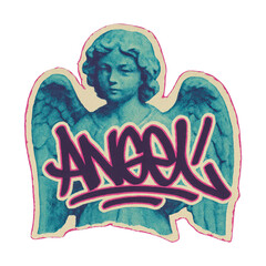 Fototapeta premium PNG Graffiti angel statue illustration