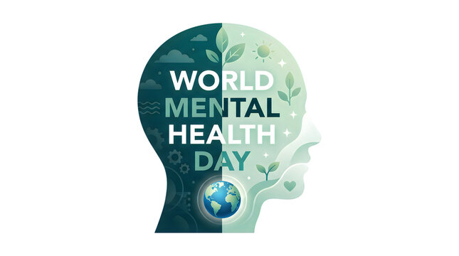 World mental health day illustration promoting wellbeing and awareness isolated on transparent background