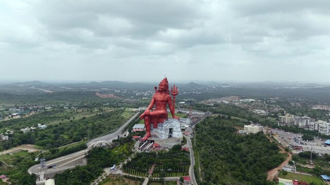 Aerial Drone View of Statue of Belief, the world�s tallest Shiva statue, Rajasthan, India