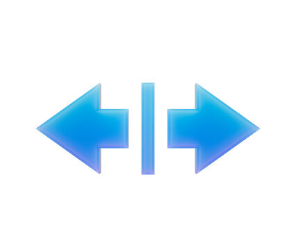 Dynamic blue icon representing expand or resize functionality on a white, 3d illustration