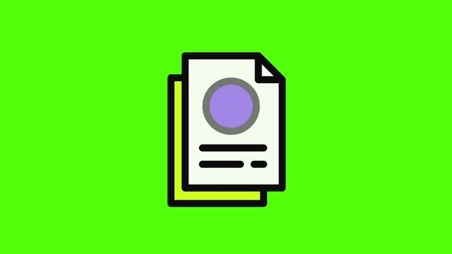 Animated document certificate icon with profile details for identity and official approval 4k animation video