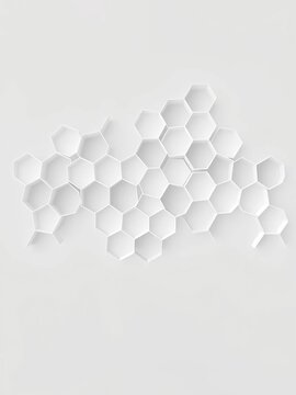 Hexagonal honeycomb pattern with white cells on a neutral gray background, modern, graphic