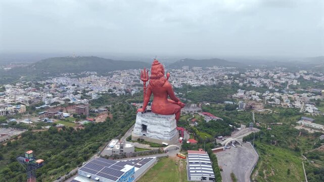 Aerial Drone View of Statue of Belief, the world�s tallest Shiva statue, Rajasthan, India