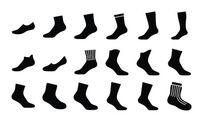 Obraz premium Black Socks Collection, Various Styles and Lengths, Vector Icons for Fashion and Apparel Design