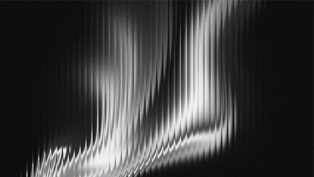 Ribbed glass background with abstract waves and glossy gradient textures in black and white, perfect for modern design, digital surfaces, decorative patterns, or minimal architectural theme .