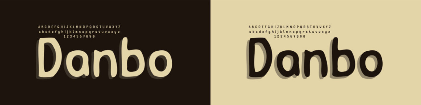 Danbo cute handwritten bold font vector set with uppercase, lowercase, and numbers, ideal for children branding, coffee shop logos, food packaging, posters, and craft designs.