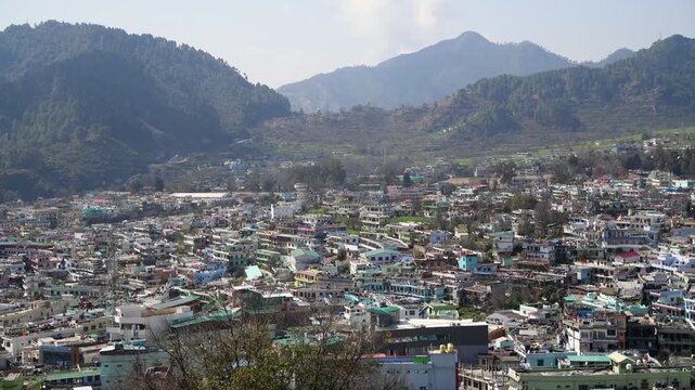 Dense Pithoragarh Cityscape Spread Across Kumaon Hills in Uttarakhand