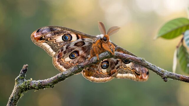 madora moth close up at morning light in eastern north america woodland video