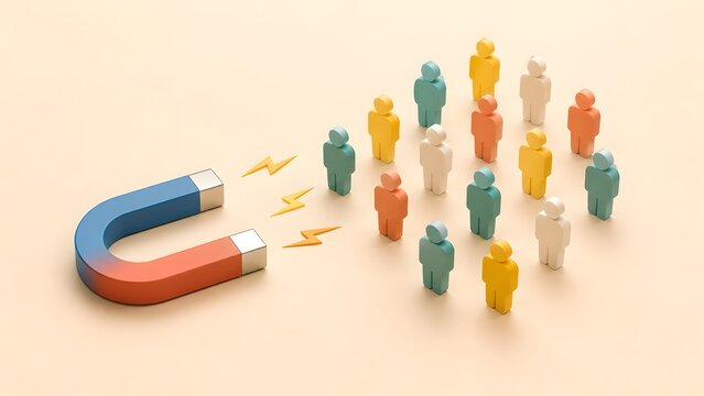 Customer Acquisition And Lead Generation Concept With Horseshoe Magnet