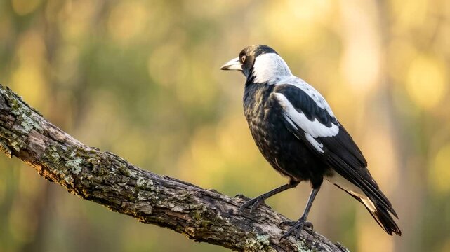 magpie close up at morning light in western north america woodland video