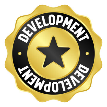 development golden badge. development gold seal or medal