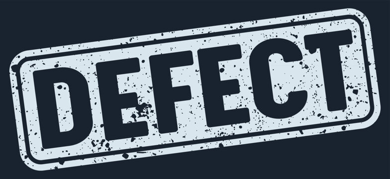 defect stamp. defect white rectangular grunge stamp on dark blue background