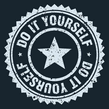 do it yourself white grunge round stamp. do it yourself stamp