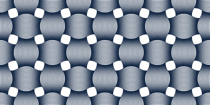 Traditional lacing wicker seamless pattern, vector weaving geometric repeat abstract background, interlacing rattan knitting tiling wallpaper.