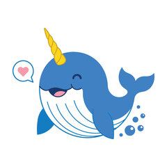 Cute narwhal with heart speech bubble smiling © MSTDILRUBA