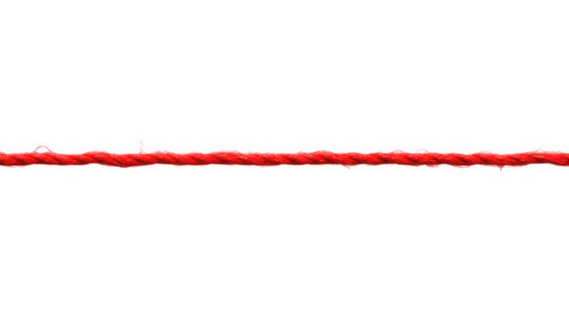 Bright red string isolated PNG, thin thread or twine element on transparent background for graphic design and crafting projects